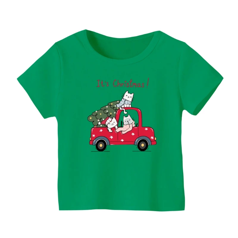 تی شرت آستین کوتاه بچگانه مدل ماشین کریسمس کد 7