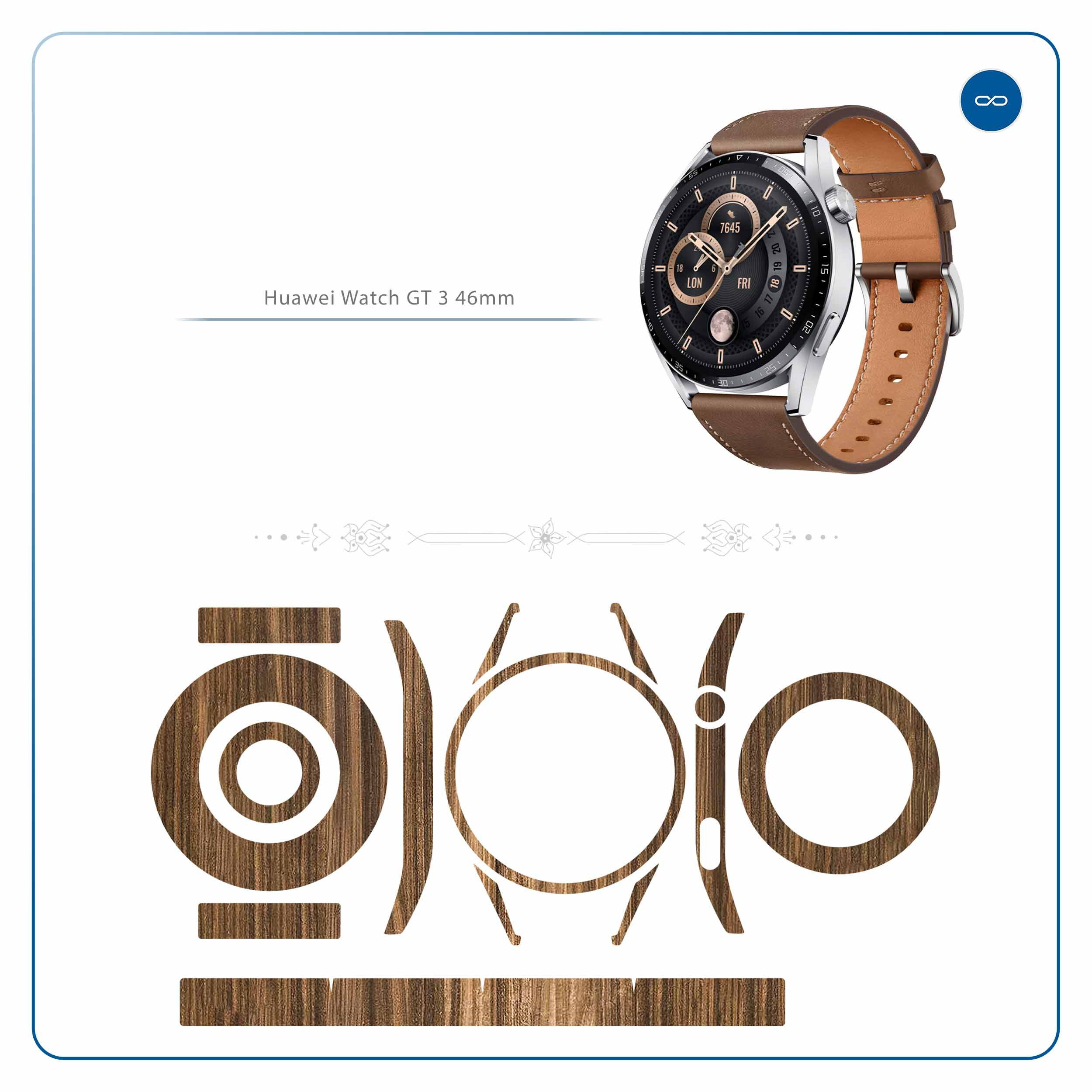 برچسب ماهوت طرح Light-Walnut-Wood مناسب برای ساعت هوشمند هوآوی Watch GT 3 46mm