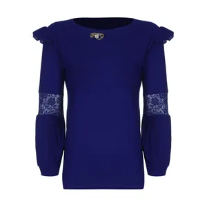 بلوز زنانه مدل آستین چین کد 522 رنگ آبی