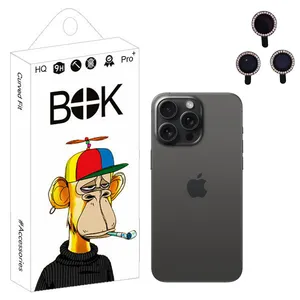 محافظ لنز دوربین رینگی نگین دار بوک مدل Jewel Shining مناسب برای گوشی موبایل اپل iphone 15 pro max