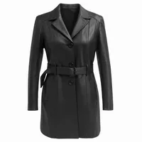 کت چرم زنانه مدل یقه دار