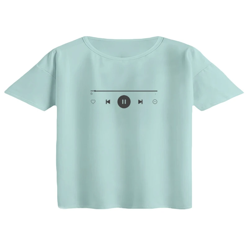 کراپ تی‌شرت آستین کوتاه زنانه مدل موزیک پلی