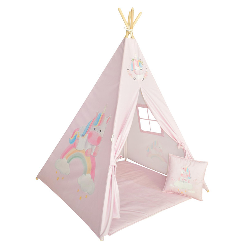 چادر بازی کودک مدل سرخپوستی طرح تکشاخ کد PT513 به همراه کوسن