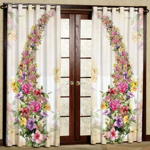 پرده مدل تاج گل هازان پانچی کد 1034 سایز 140x200 سانتی متر