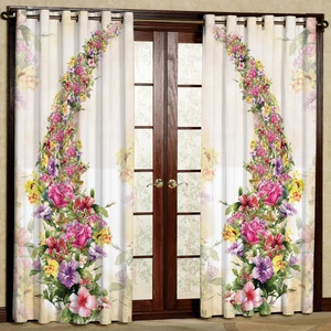 پرده مدل مخمل پانچی طرح گل کد 1034 سایز 200x140 سانتی متر