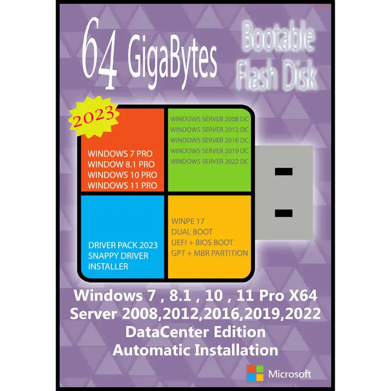 سیستم عامل Windows 7 8.1 10 11 Pro Server DC X64 - 9In1 - Driver Pack 2023 نشر مایکروسافت