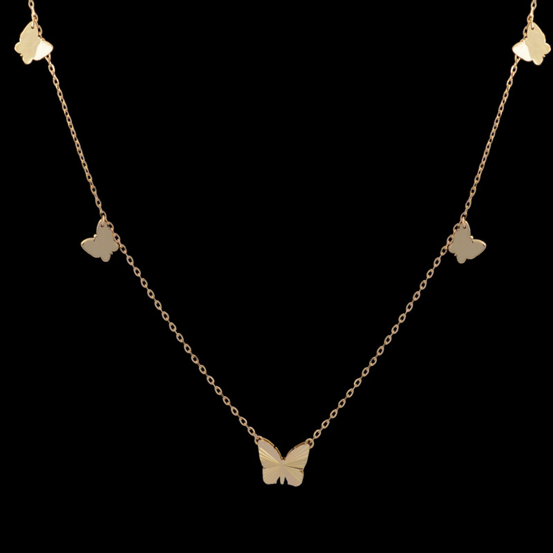 گردنبند طلا 18 عیار زنانه با طرح حلقهای (فلامینگو) طلای مستجابی مدل پروانه کد T1778