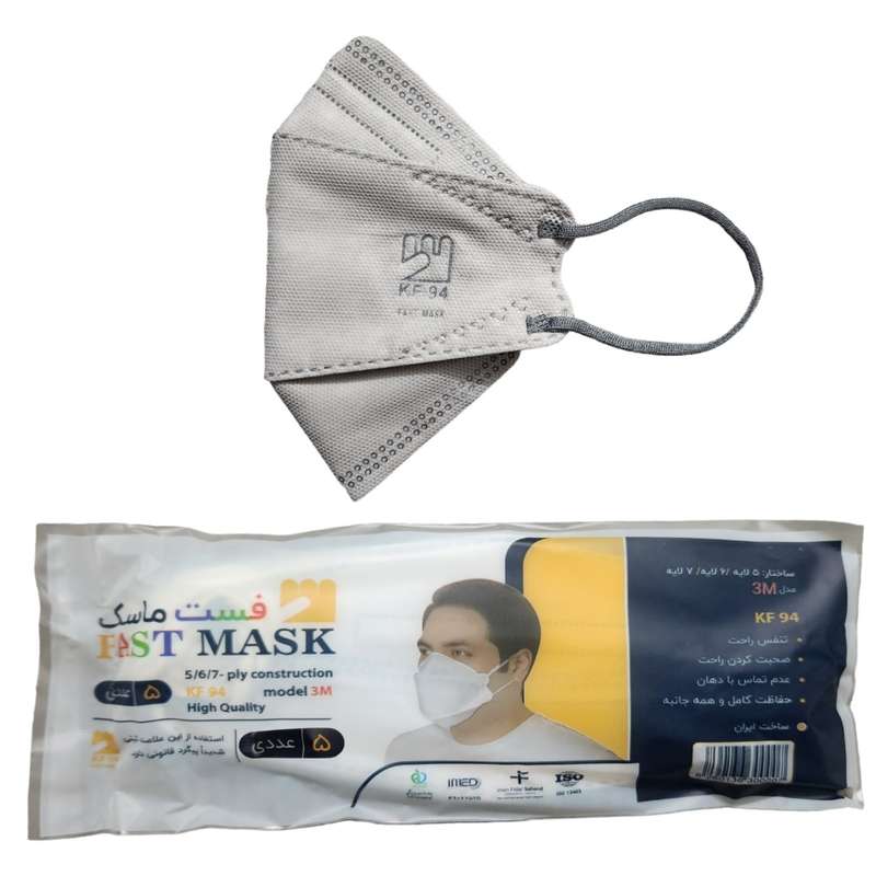 ماسک تنفسی فست مدل سه بعدی شش لایه KF94  کد 20 بسته 25 عددی