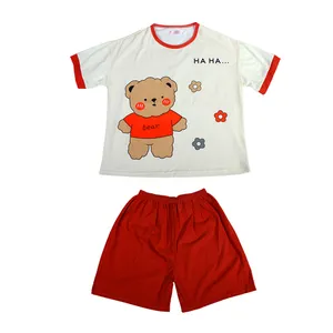 ست تیشرت و شلوارک مدل خرس رنگ نارنجی