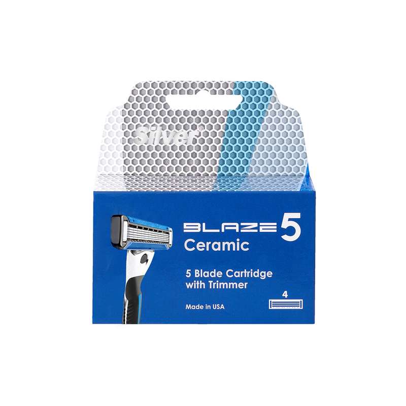 عکس بسته تیغ یدک سیلور Blaze 5 برای آقایان، مناسب مقایسه بهترین تیغ و یدک اصلاح و بررسی کیفیت اصلاح روزانه