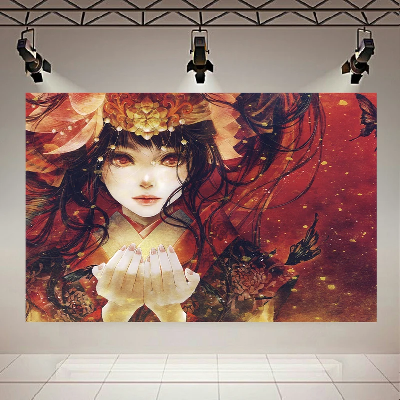 پوستر پارچه ای طرح نقاشی ذختر ژاپنی کد AR31014