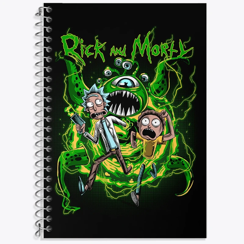 دفتر زبان 50 برگ خندالو مدل سه خط طرح ریک و مورتی (Rick and Morty) کد F308