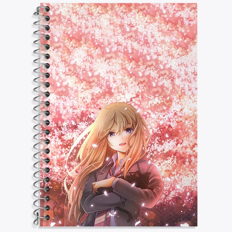 دفتر زبان 50 برگ خندالو مدل دو خط طرح کائوری انیمه دروغ تو در آوریل کد 32473