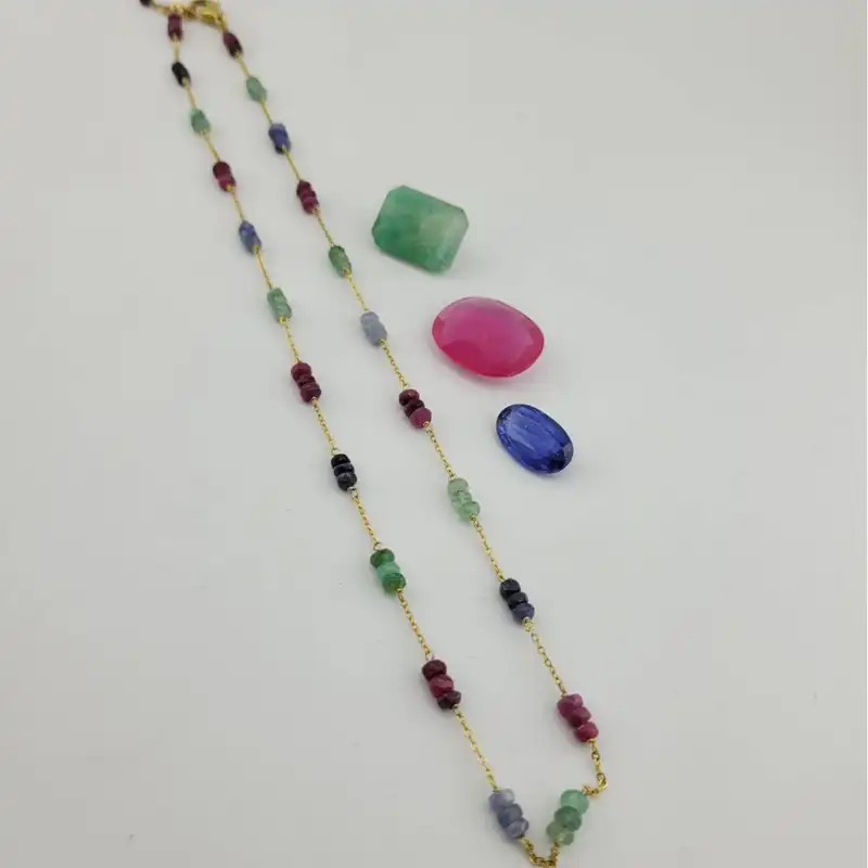 نیم ست زنانه مدل سنگ یاقوت و زمرد جواهری  کد 7009