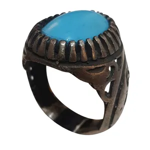 انگشتر نقره مردانه مدل فیروزه عجمی کد FA310250