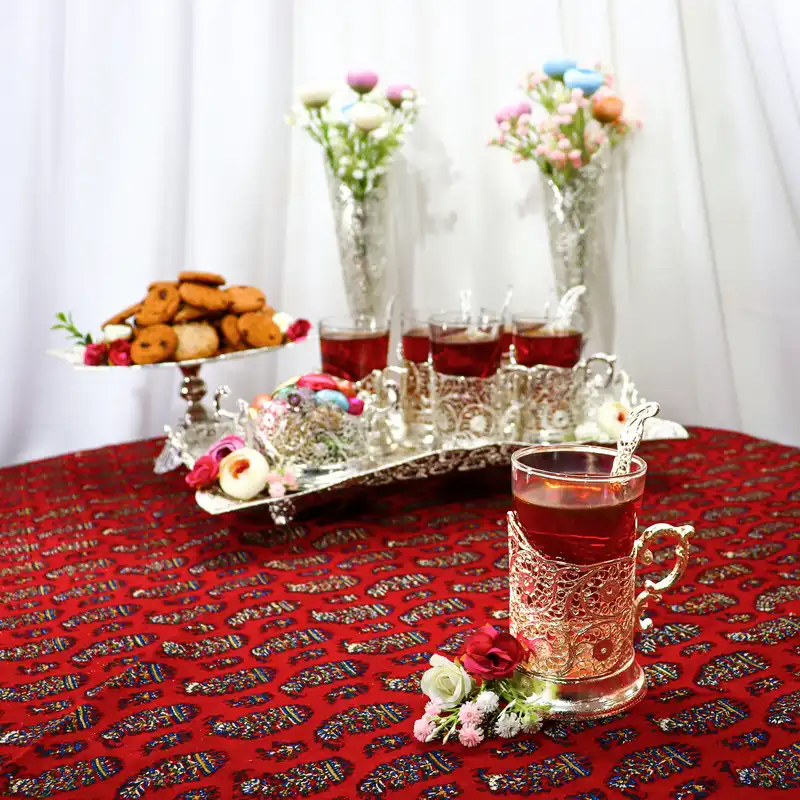 سرویس چای خوری 14 پارچه ملیله کاری مدل Rectangle