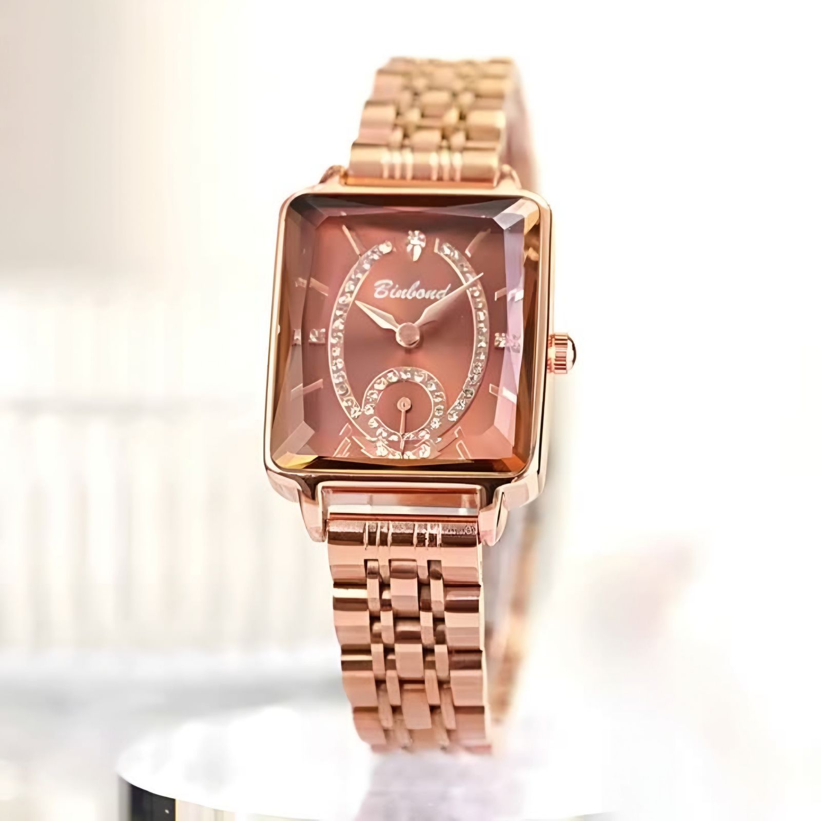 ساعت مچی عقربه‌ای کوارتز زنانه بین باند مدل اسپرت کلاسیک بند استیل زیر ثانیه قفل مخفی کد 001 -  - 4