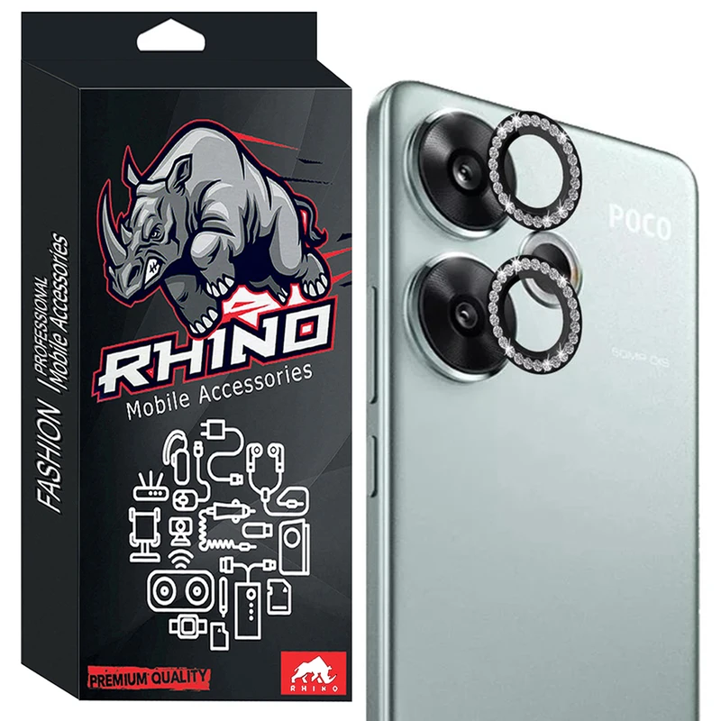 محافظ لنز دوربین شیشه ای راینو مدل Diamond Ring مناسب برای گوشی موبایل شیائومی Poco F6