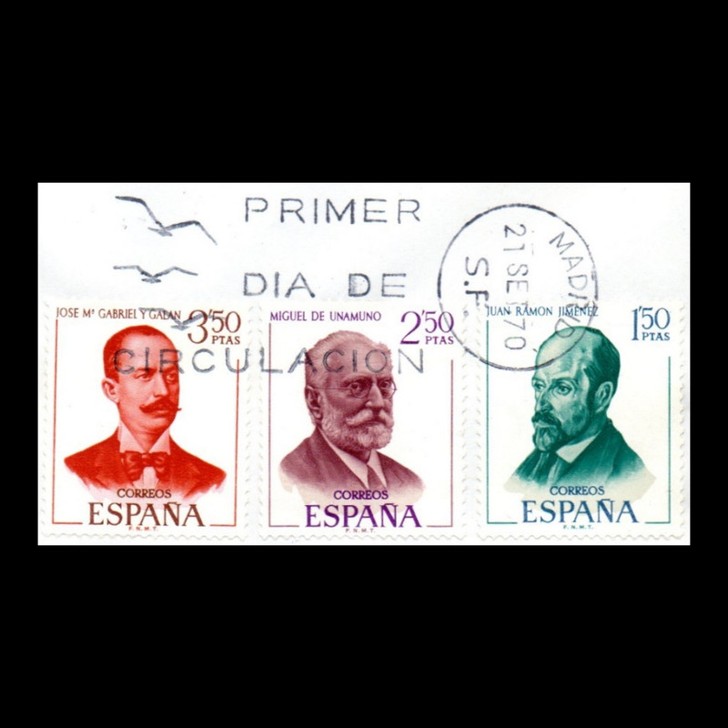 تمبر یادگاری مدل اسپانیا پاکت مهر روز مجموعه 3 عددی