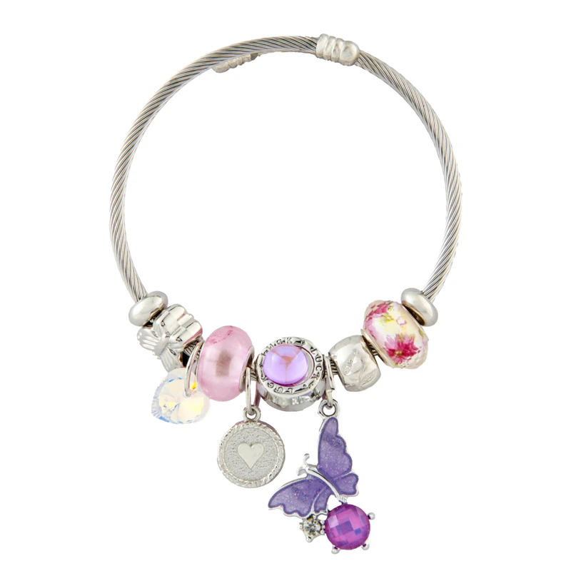 دستبند النگویی زنانه مدل پروانه نگین دار کد 1631