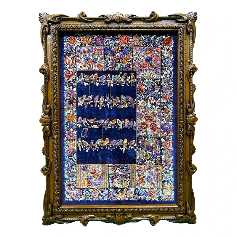 تابلو فرش دستباف طرح چهل طوطی