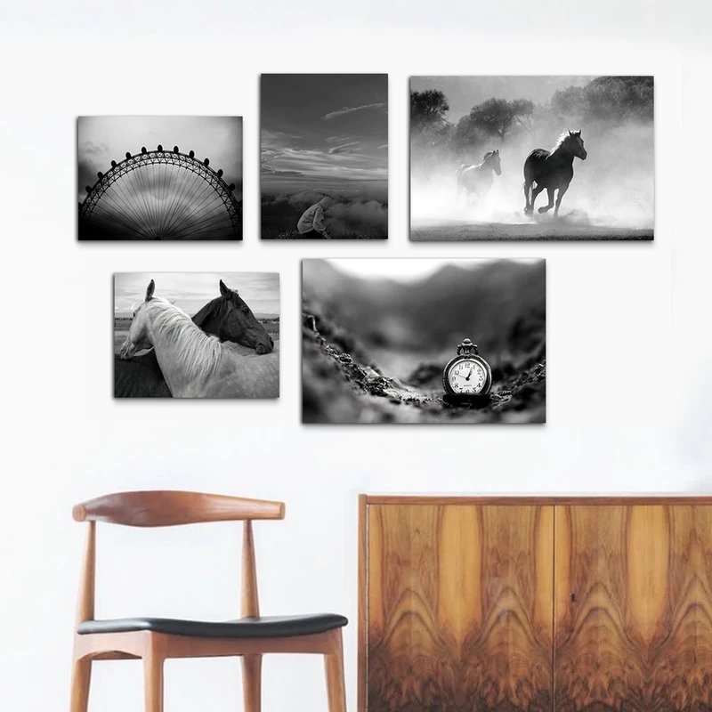 تابلو شاسی بکلیت طرح دکوراتیو اداری و طبیعت مدل SH-1061 مجموعه 5 عددی