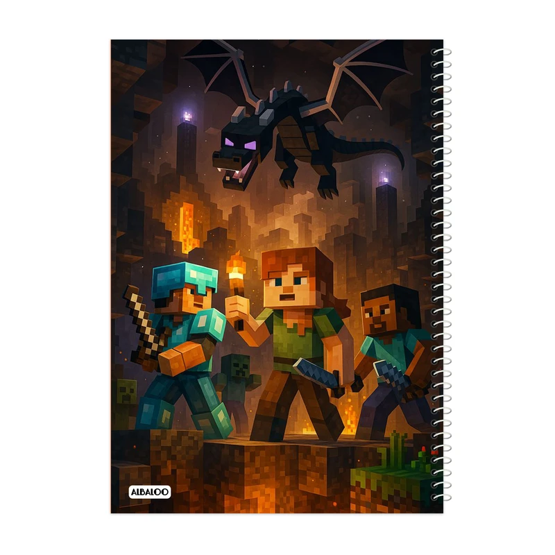 دفتر مشق 50 برگ آلبالو طرح ماینکرافت کد 2092