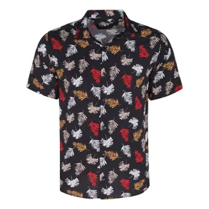 پیراهن آستین کوتاه یقه برگردان مردانه مدل هاوایی برگ سوزنی کد RD