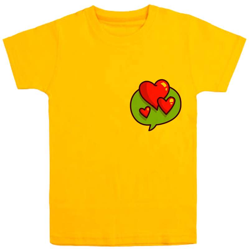 تی شرت آستین کوتاه دخترانه مدل قلب D131 رنگ زرد