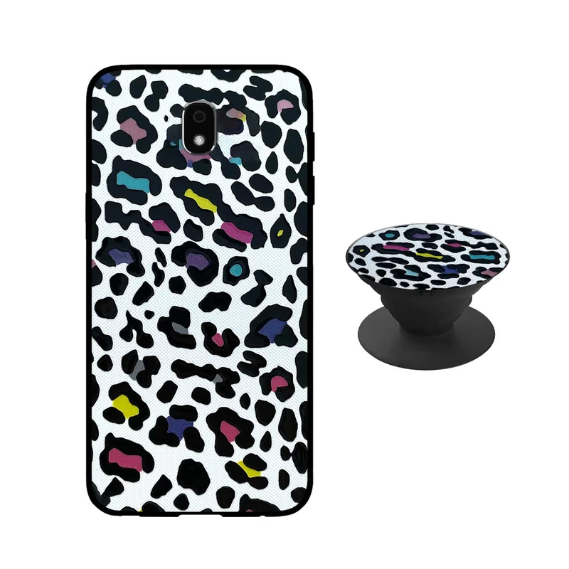  کاور دکین مدل Rikki طرح  Leopard - C  مناسب برای گوشی موبایل سامسونگ Galaxy J5 Pro / J530 به همراه پاپ سوکت
