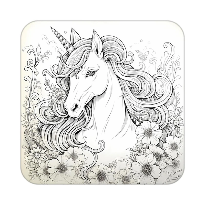 زیر لیوانی کاکتی طرح اسب تک شاخ و یونیکورن مدل mp32713