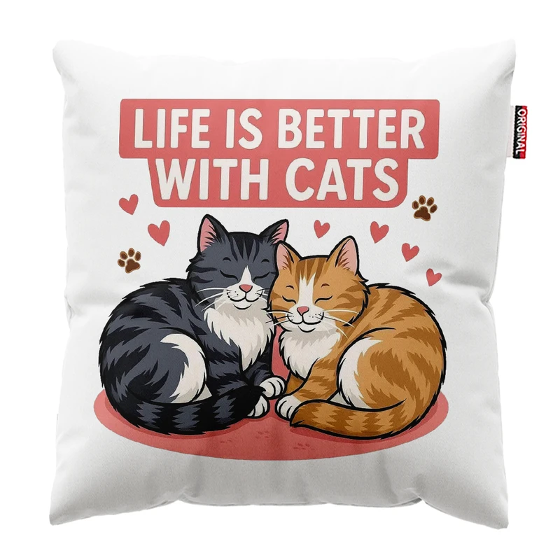 کوسن پاد آفرین مدل گربه کیوت بامزه فانتزی کد PK402037 سایز 40*40 سانتی متر