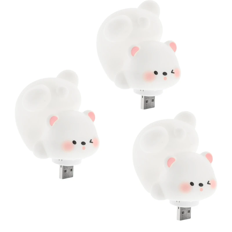 چراغ خواب USB مدل 002 طرح خرس قطبی مجموعه 3 عددی