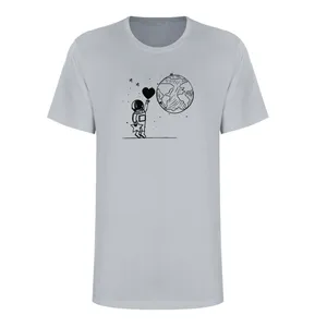 تی شرت آستین کوتاه زنانه مدل فضانورد  کد L260 رنگ طوسی