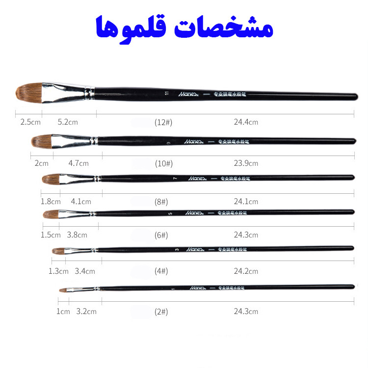ست قلم مو زبان گربه ای ماریس کد Wolf-D0198A مجموعه 6 عددی