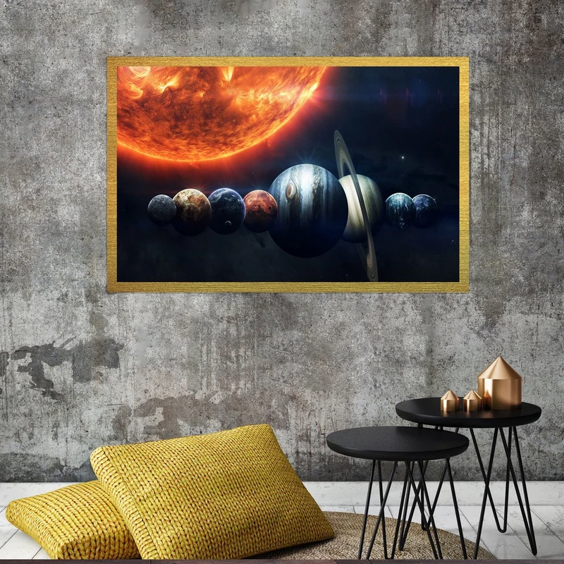 تابلو بکلیت طرح سیاره ها مدل قاب شاسی T-S8338