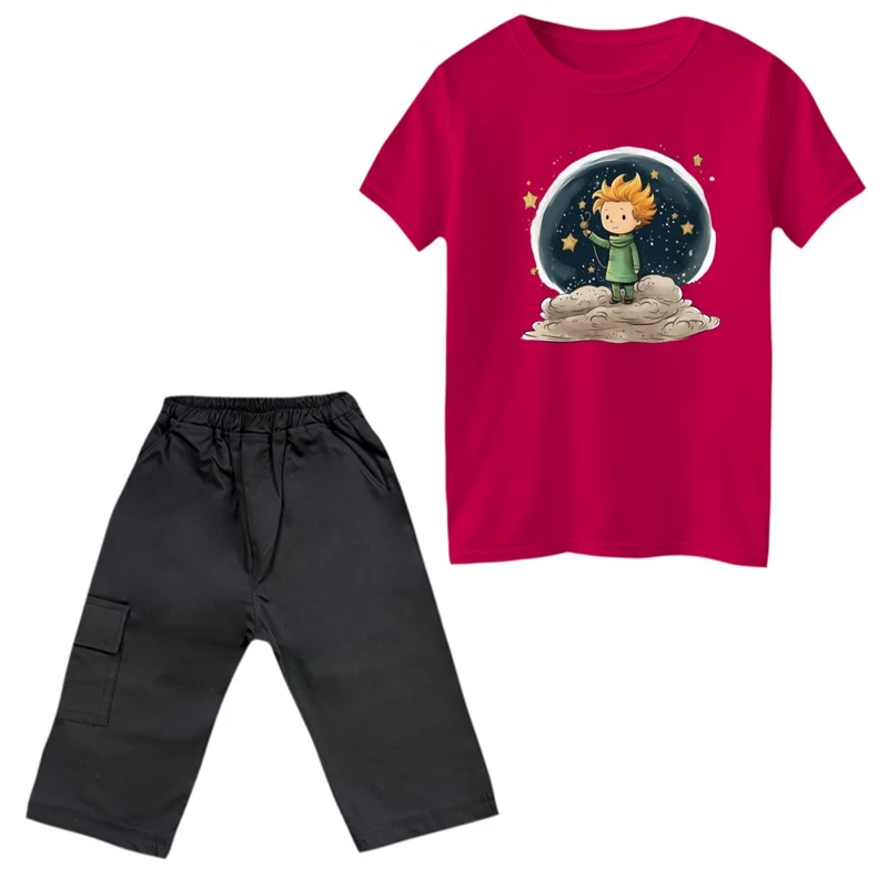 ست تی‌شرت و شلوارک پسرانه مدل شازده کوچولو و ستاره