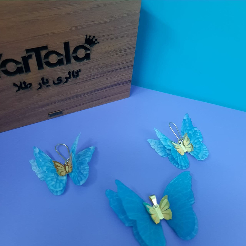 نیم ست طلا 18 عیار زنانه گالری یارطلا مدل پروانه کد NSP29