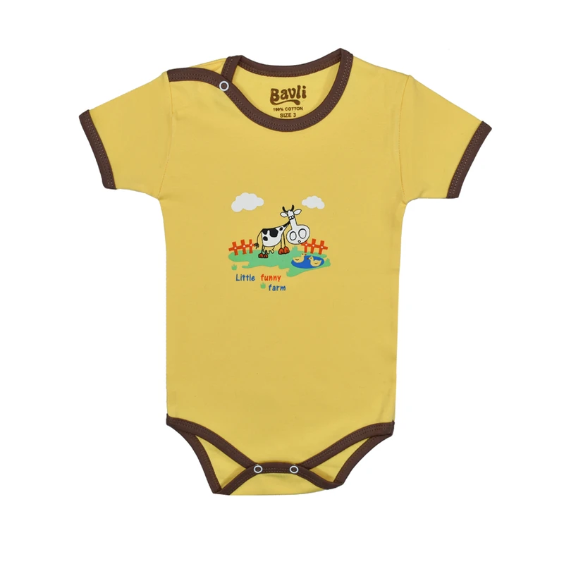 بادی آستین کوتاه نوزادی باولی مدل گاو