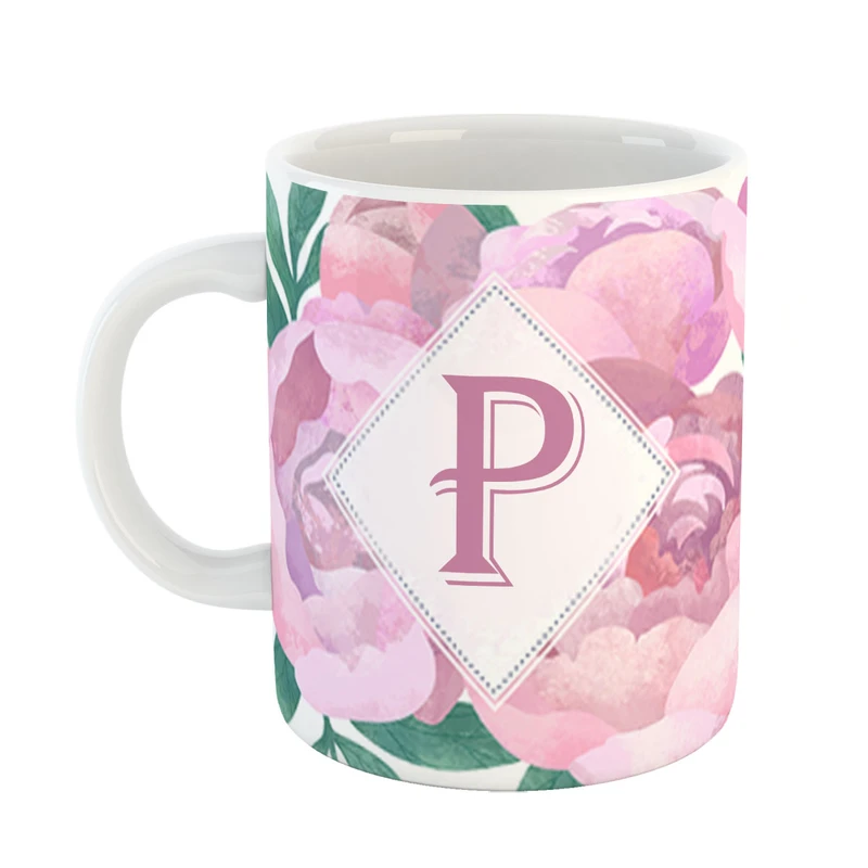 ماگ پاد افرین مدل گل یک طرح حرف P