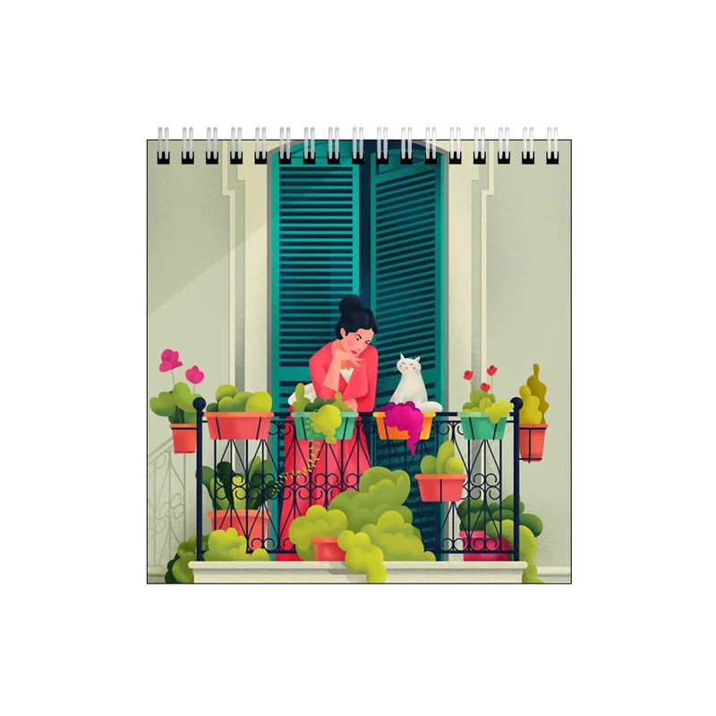 دفتر طراحی طرح بالکن خانه و گلدان و گربه کد 6955166