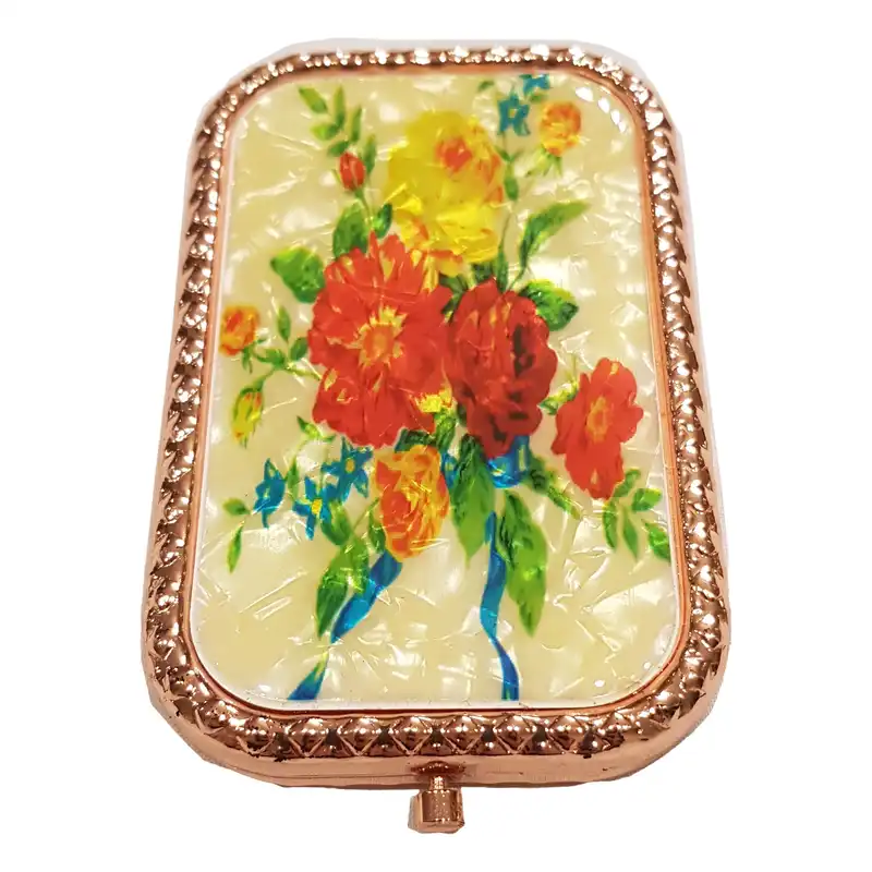 آینه جیبی مدل دسته گل داوودی کد 2569