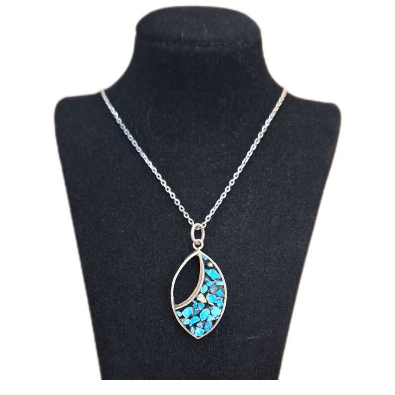 گردنبند نقره زنانه مدل فیروزه کوب کد ZIF30 گردنبند نقره زنانه مدل فیروزه کوب کد ZIF30