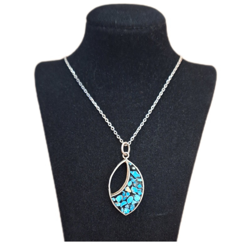 گردنبند نقره زنانه مدل فیروزه کوب کد ZIF30 گردنبند نقره زنانه مدل فیروزه کوب کد ZIF30