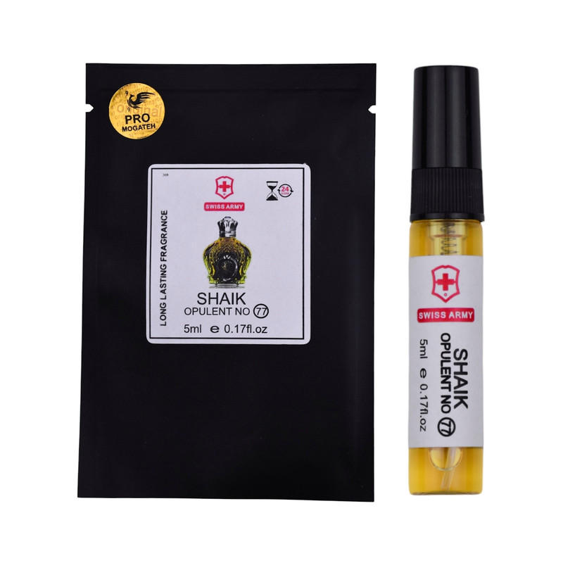 عطر جیبی مردانه سوئیس آرمی مدل شیخ با رایحه شیرین و گرم حجم 5 میلی‌لیتر