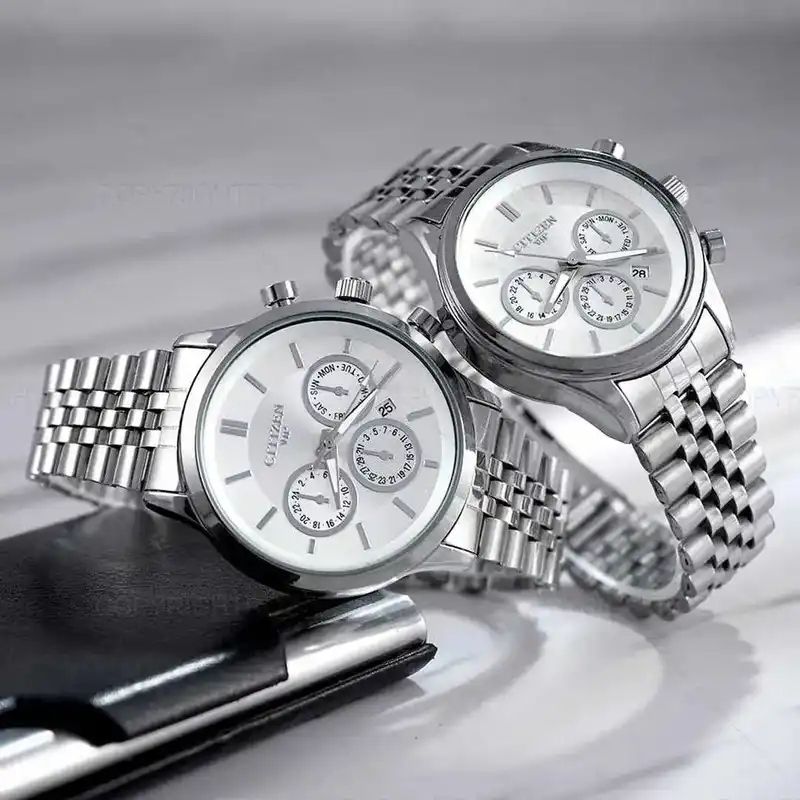 ست ساعت مچی عقربه ای  زنانه و مردانه  مدل تک موتور ساده 04