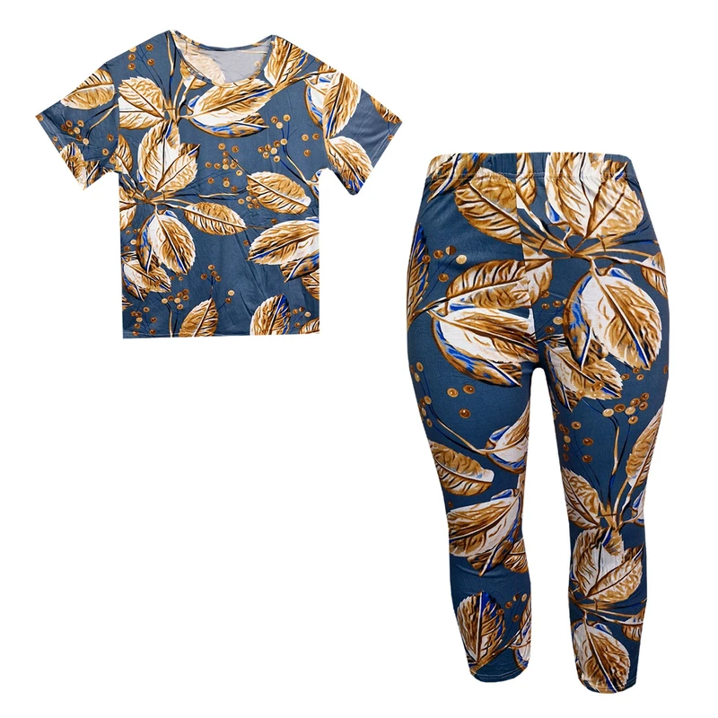 ست تی‌شرت آستین کوتاه و شلوار راحتی زنانه مدل Autumn leaf