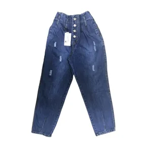 شلوار جین زنانه مدل مام استایل جیب درز کد 17005 رنگ آبی