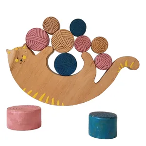 اسباب بازی چوبی مدل گربه خان مجموعه 15 عددی