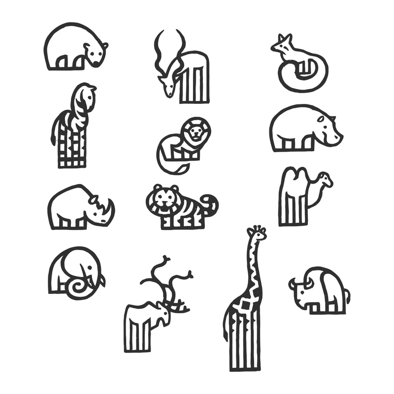 استیکر لپ تاپ  طرح حیوانات جنگل کد 2111 مجموعه 13 عددی